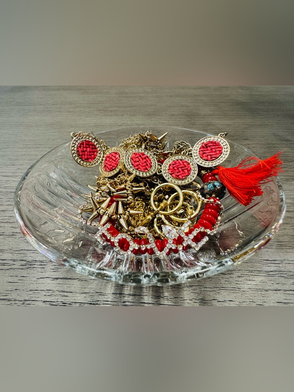 Jewelry Lot with Crystal Trinket Dish